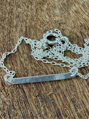 Hammered Bar Link Necklace, Sterling Silver Chain Layering Necklace